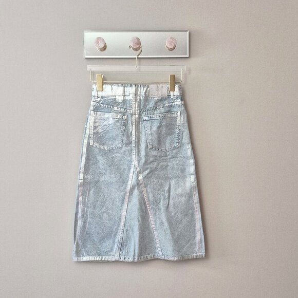 NWOT Zara blue denim silver metallic skirt, Size 13-14 years - Picture 6 of 6
